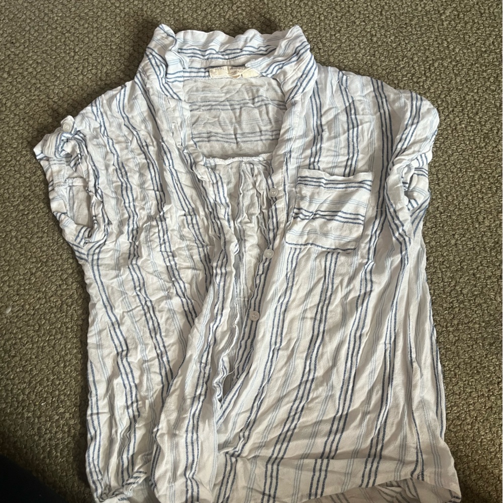 Sweet Wanderer Blue and White Striped Top